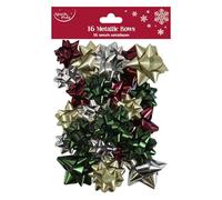 Eurowrap Pack of 16 Metallic Traditional Colours Luxury Gift Bows Traditional Christmas Birthday Present Xmas Gift - Gift Bows for Christmas - Decorative Bows for Presents