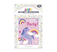 Eurowrap Pack of 20 Unicorn and Rainbow Party Invitations with Envelopes, 10 x 12.5 cm