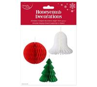 Eurowrap Pack Of 3 Christmas Honeycomb Decorations