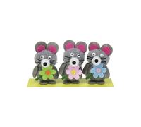 Eurowrap Pack of 3 Felt Easter Mice - Cute Grey Mice with Flowers - Easter Decorations for Seasonal Displays & Crafts