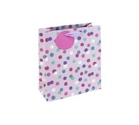 Eurowrap Pink and Purple Spots Gift Bag With Gift Tag - Gift Bag for Her, Birthdays, Mother's Day, Wedding, Celebration - Vibrant Bright Female Birthday Gift Wrap Occasion Present - Medium Size