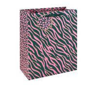 Eurowrap Leopard Print Pink Large Gift Bag with Ribbon Handle and Matching Gift Tag, Birthday Gift Bag for Her