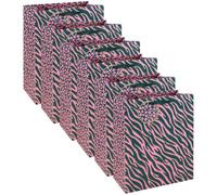Eurowrap Leopard Print Pink Large Gift Bags Pack of 6 with Ribbon Handles and Matching Gift Tags, Gift Bags for Birthdays