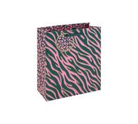 Eurowrap Pink Leopard Print Medium Gift Bag with Ribbon Handle & Gift Tag | Stylish gift bag with ribbon handles and matching gift tag. Ideal for birthdays, celebrations and special occasions.