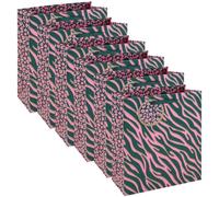 Eurowrap Pink Leopard Print Medium Gift Bags Pack of 6 with Gift Tags