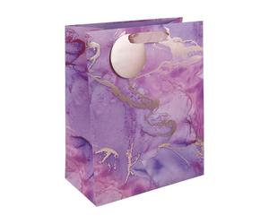 Eurowrap Pink Marble Gift Bag With Gift Tag - Gift Bag for Her, Mother's Day, Valentines, Birthdays - Happy Birthday Gift Wrap Occasion Present - Large Size