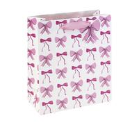 Eurowrap Present Bow Large Gift Bag with Ribbon Handles, Pink Bow Pattern Design, Matching Bow Gift Tag, Stylish Gift Bag for Mother’s Day and Birthday