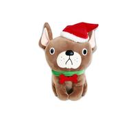 Eurowrap Pug Plush 8" - Festive Christmas Soft Toy Dog with Santa Hat & Green Collar - Adorable Cuddly Plush Decoration & Gift for All Ages