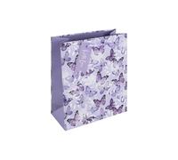 Eurowrap Purple Butterfly Gift Bag With Gift Tag - Gift Bag for Her, Birthdays, Mother's Day, Wedding, Celebration, Valentine's Day - Stylish Female Birthday Gift Wrap Occasion Present - Medium Size