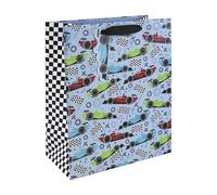 Eurowrap Racing Car Gift Bag With Gift Tag - Gift Bag for Him, Birthdays, Kids, Boys - Vibrant Bright Boys Happy Birthday Gift Wrap Occasion Present - Large