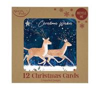 Eurowrap Reindeer Christmas Cards - 12 Pack - 2 Assorted Designs - 14 x 14 cm - Eco-Friendly Recycled Paper with Envelopes - Printed Festive Greeting Inside - 100% Recyclable
