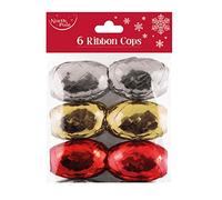 Eurowrap Ribbon Cops, Pack of 6 - Silver, Gold, Red