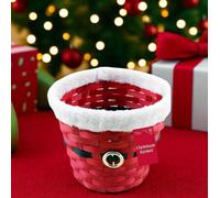 Eurowrap Round Christmas Hamper Basket Santa Clause Gift Hamper Table Decor Basket 19Cm