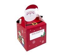Eurowrap Santa Christmas Treat Boxes - 4 Pack Red Festive Gift Boxes with Carry Handles - Fun Party Favour Boxes for Sweets, Snacks & Small Presents