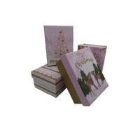 Eurowrap Small Christmas Gift Boxes With Lid Set Of 4 Pink And Gold 11Cm X 8Cm