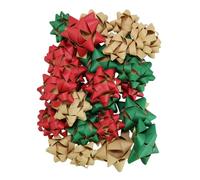 Eurowrap Traditional Red, Green & Kraft Christmas Eco Gift Ribbon Bows - Pack of 16