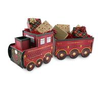 Eurowrap Train - Large 74cm Festive Red Gift Holder & Decorative Display - Sturdy 1200gsm Cardboard Train with Carriage - Easy Assembly Holiday Decoration