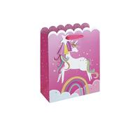 Eurowrap Unicorn Medium Gift Bags Pack of 6 - Pink Present Bags with Rainbow Unicorn, Cloud & Star Design, Holographic Foil Finish & Ribbon Handles - Birthday & Celebration Gift Packaging for Girls