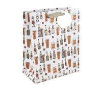 Eurowrap White Kraft Paper Beer Bottle Gift Bag With Gift Tag - Gift Bag for Father's Day, Dad, Happy Birthday - Eco Friendly Bag - Mens Gift Wrap Occasion Present - Large Size