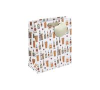 Eurowrap White Kraft Paper Beer Bottle Gift Bag With Gift Tag - Gift Bag for Father's Day, Dad, Happy Birthday - Eco Friendly Bag - Mens Gift Wrap Occasion Present - Medium Size