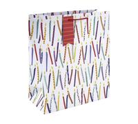 Eurowrap White Kraft Paper Happy Birthday Candles Gift Bag With Gift Tag - Gift Bag for Him, Her, Birthdays - Eco Friendly Bag 100% Recyclable - Birthday Gift Wrap Occasion Present - Large Size