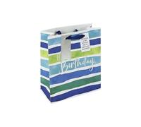 Eurowrap White Kraft Paper Happy Birthday Gift Bag With Gift Tag Eco Friendly 100% Recyclable Mens Birthday Gift Wrap Occasion Present Medium