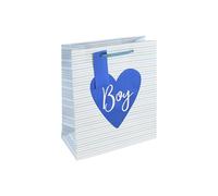 Eurowrap White Kraft Paper It's a Boy Gift Bag With Gift Tag - Gift Bag for New Baby, Baby Shower, Newborn - Eco Friendly Bag 100% Recyclable - Baby Boy Gift Wrap Occasion Present - Medium Size