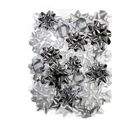 Eurowrap Winter Metallic Silver & White Ribbon Bows - Pack of 16
