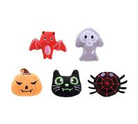 Eurxxq Halloween Pet Toys Set, 5 Pack Plush Cat Toys with Ghost, Bat, Spider, Black Cat, Pumpkin Design, Interactive Catnip Toys for Cats
