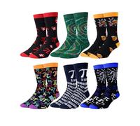 Eurzom 6 Pairs Funny Math Chemistry Pi Socks for Men Math Science Teacher Gift Christmas Mathematicians Chemist Scientists, Multi-color, One Size