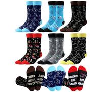 Eurzom 6 Pairs Funny Math Chemistry Science Socks for Men Novelty Pi Day Teacher Gift for Mathematicians Biology Scientists, Multi-color, One Size