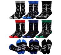 Eurzom 6 Pairs Funny Math Science Chemistry Socks for Men Novelty Teacher Gifts for Mathematicians Biology Scientists (Math)
