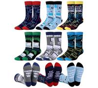 Eurzom 6 Pairs Novelty Programming Socks for Men Funny Cotton Occupation Crew Socks Father's Day Holiday Birthday Gifts for Programmer Tech Lovers Geek Nerd