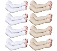Eurzom Elderly Skin Protector Sleeves Thin Skin Arm Sleeve Bruise Protective from Abrasions Tear Sun Exposure Compression Bruising Arm Protection Sleeve for Men Women, Nude Color, White
