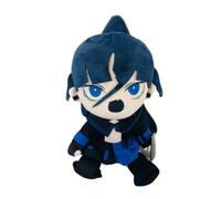 Eurzxc Anime Character Plush Doll, 30 cm, Black and Blue Outfit