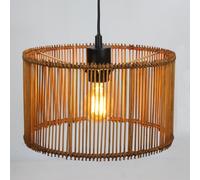 Eusamxon Modern Industrial Metal/Rattan Ceiling Light Shad Easy Fit Pendant Lamp Shade for Living Room, Kitchen, Hallway with Free Reducer Plate (Natural Rattan, Φ30 x 18cm)