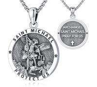 Eusense 925 Sterling Silver Saint Michael Pendant Archangel Pendant St Michael Necklace Holy Amulet Jewelry Gift for Men