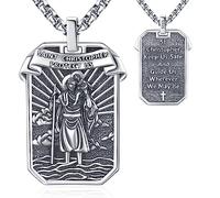 Eusense Saint Christopher Necklace for Men St Christopher Pendant 925 Sterling Silver Catholic Religious Jewellery Protection Amulet for Men Women