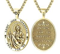Eusense Saint Jude Thaddeus Necklace St. Jude Thaddeus Pendant Holy Saint Jude Thaddeus Pendant Chain 925 Sterling Silver Necklace Pendant Protection Amulet Jewelry Gifts for Women Men
