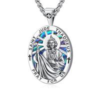 Eusense Saint Jude Thaddeus Pendant Necklace - Sterling Silver Amulet Protection Jewelry for Unisex Women & Men Gifts
