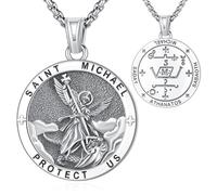 Eusense Saint Michael Necklace 925 Sterling Silver Archangel Pendant St Michael Pendant Holy Amulet Jewelry Gift for Men