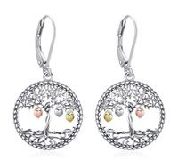 Eusense Tree of Life Dangle Earrings in 925 Sterling Silver Family Tree Earrings Jewelry Ideal for Birthday, Mother's Day and Anniversary