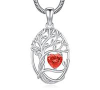 Eusense Tree of Life Necklace Birthstone July Pendant Copper Heart Necklace Tree Life Pendant Jewelry Gift for Women Ladies Girls