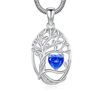 Eusense Tree of Life Necklace Birthstone September Pendant Copper Heart Necklace Tree Life Pendant Jewelry Gift for Women Ladies Girls