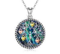 Eusense Tree of Life Pendant in 925 Sterling Silver with Abalone Shell Family necklace Spiritual Jewelry Gift for Mother's Day Christmas Birthday
