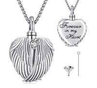 Eusense Urn Necklace for Ashes Angel Wings Ashes Pendant Cremation Jewellery 925 Sterling Silver Memorial Keepsake for Human Dog Cat Pet Ashes