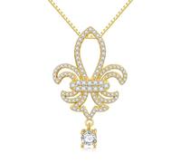 EUSJ 925 Sterling Silver Butterfly Crescent Moon Witch Knot Fleur De Lis Thorny Crown Pendant Necklace Gold Plated Gemstone Birthday Gift for Wife Girlfriend Mom Daughter, Sterling Silver, Cubic