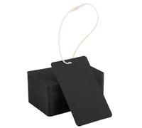 EUSOAR Black Gift Tags with String - 200 Pieces 5x8cm Label Tags with String - 300GSM Black Paper Tag for Presents - Rectangular Blank Lable for Clothing Suitcase