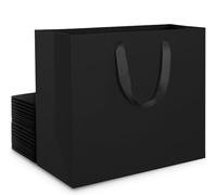 EUSOAR Black Paper Bags - 20PCS 250GSM Kraft Black Gift Bags Large for Present - L 32x11.5x28cm Party Bag Multipack for Fathers Day Men Birthday Graduation Christmas