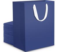EUSOAR Blue Gift Bags Medium - 30pcs Navy Blue Gift Bags for Present M 20x10x28cm - 230GSM Dark Blue Kraft Paper Bag - Sturdy Deep Blue a5 Cardboard Gift Bags for Man Birthday Bridesmaid Groomsman